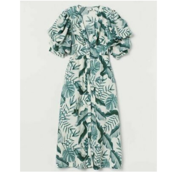 NWT Johanna Ortiz for H&M Natural White Leaf Dress - Picture 5 of 13